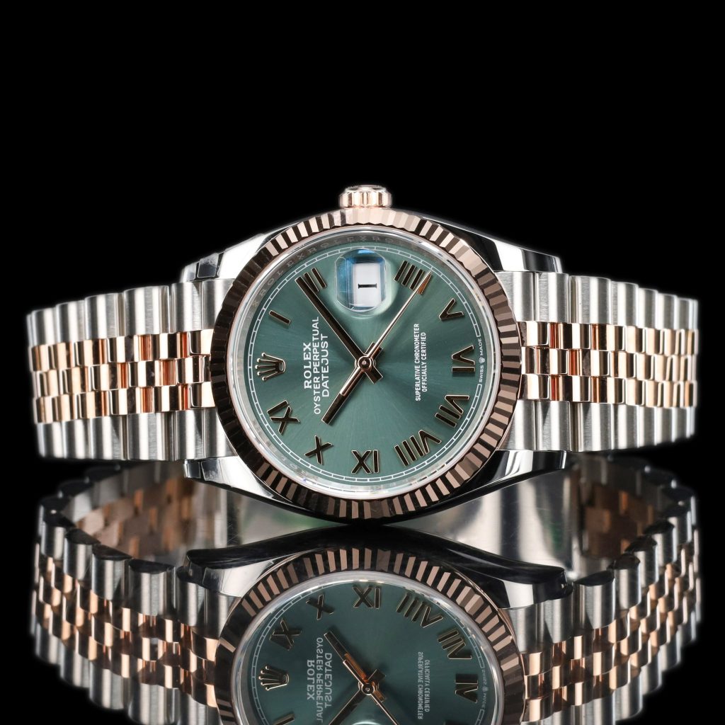 Rolex Datejust 36 Stainless Steel – Everose – Fluted / Slate Roman Diamond / Jubilee