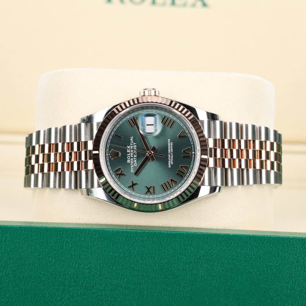 Rolex Datejust 36 Stainless Steel – Everose – Fluted / Slate Roman Diamond / Jubilee