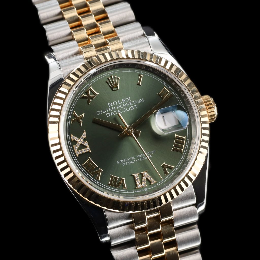 Rolex Datejust 36 Stainless Steel – Yellow Gold – Fluted / Olive Roman Diamond / Jubilee
