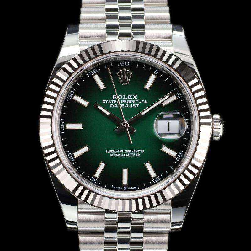 Rolex Datejust 41 Stainless Steel – Fluted / Green Ombré / Jubilee