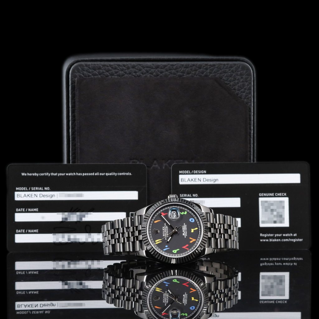 Blaken Datejust Black DLC Multi Color Arabic/Hindi Numerals Black dial