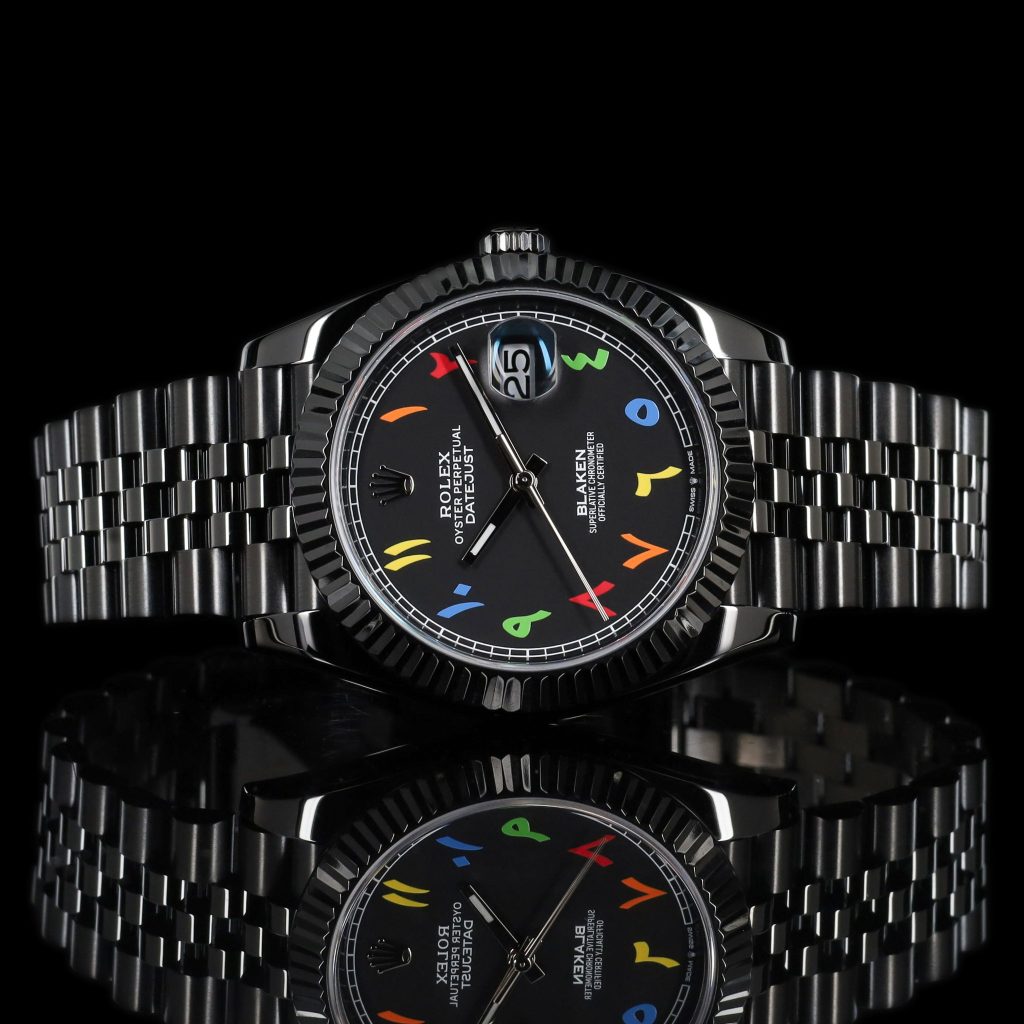 Blaken Datejust Black DLC Multi Color Arabic/Hindi Numerals Black dial