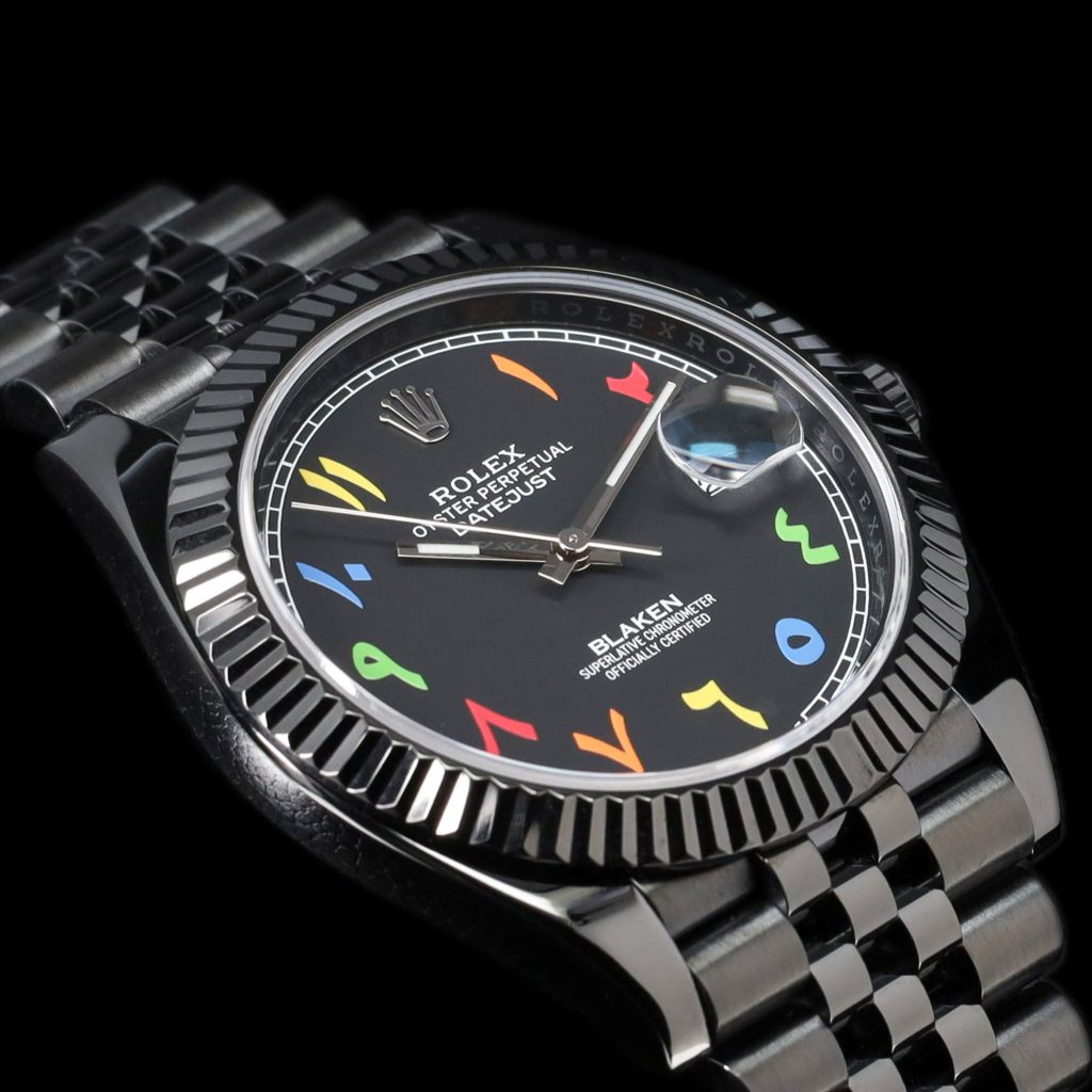 Blaken Datejust Black DLC Multi Color Arabic/Hindi Numerals Black dial