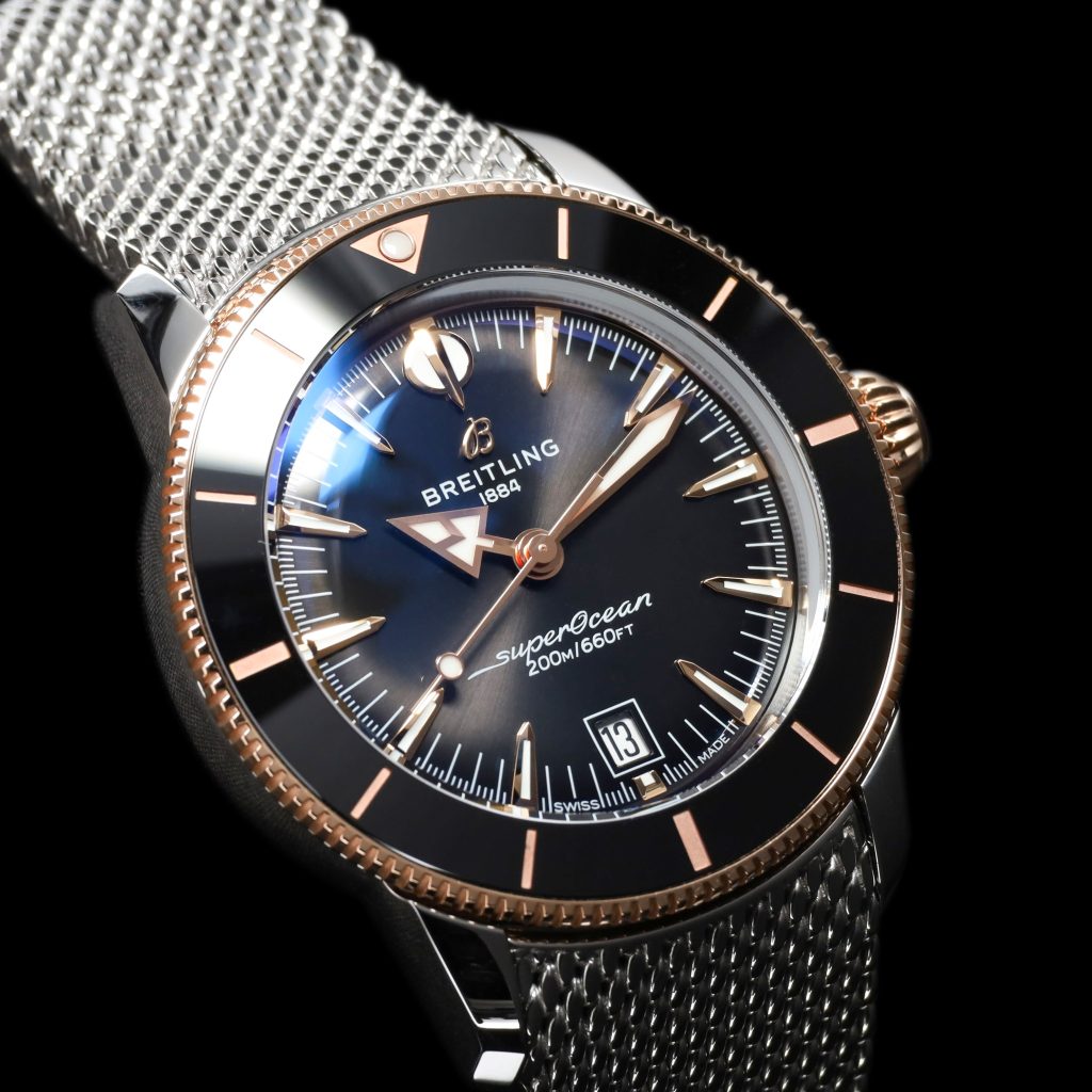 Breitling Superocean Heritage B31 Automatic 42 Stainless Steel – Red Gold / Black / Milanese