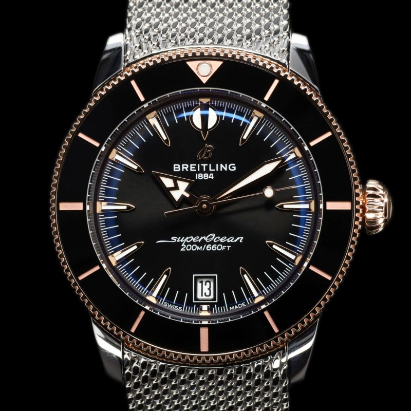 Breitling Superocean Heritage B31 Automatic 42 Stainless Steel – Red Gold / Black / Milanese