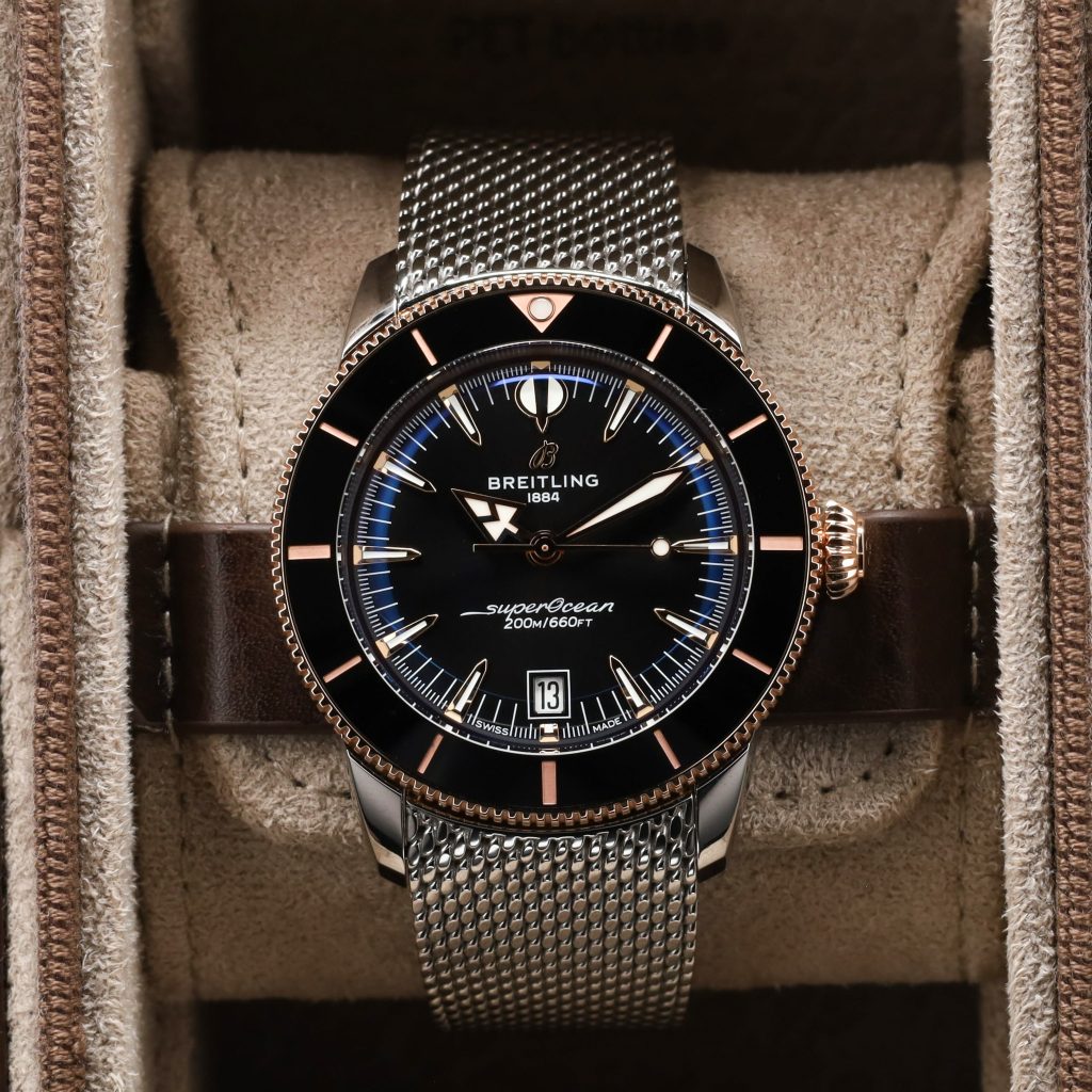 Breitling Superocean Heritage B31 Automatic 42 Stainless Steel – Red Gold / Black / Milanese