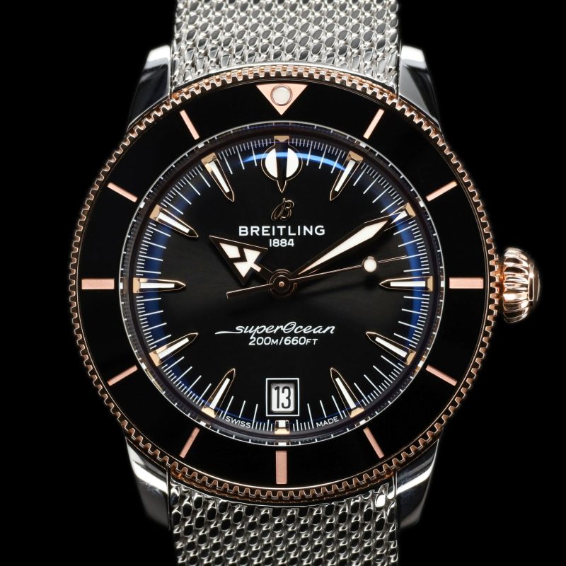 Breitling Superocean Heritage B31 Automatic 42 Stainless Steel – Red Gold / Black / Milanese